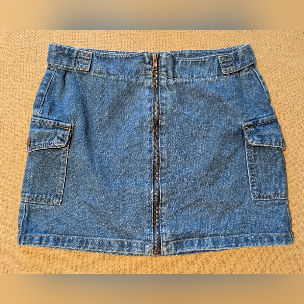 Sybilla Blue Jean Denim Cargo Zipper Mini Skirt